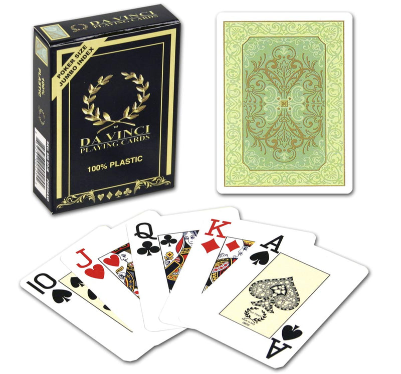DA VINCI Italian 100% Plastic Playing Cards, Single Deck, Several Designs to Choose from Green-poker-large-index - BeesActive Australia
