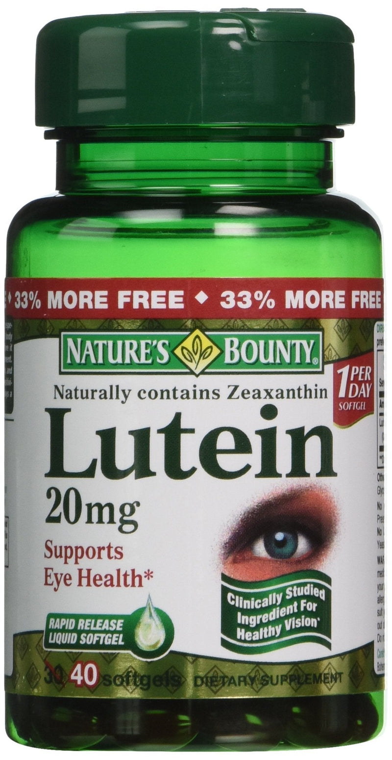 Nature's Bounty Nature's Bounty Lutein 20mg, 40 Softgels (Pack of 4),, 40 Count () - BeesActive Australia