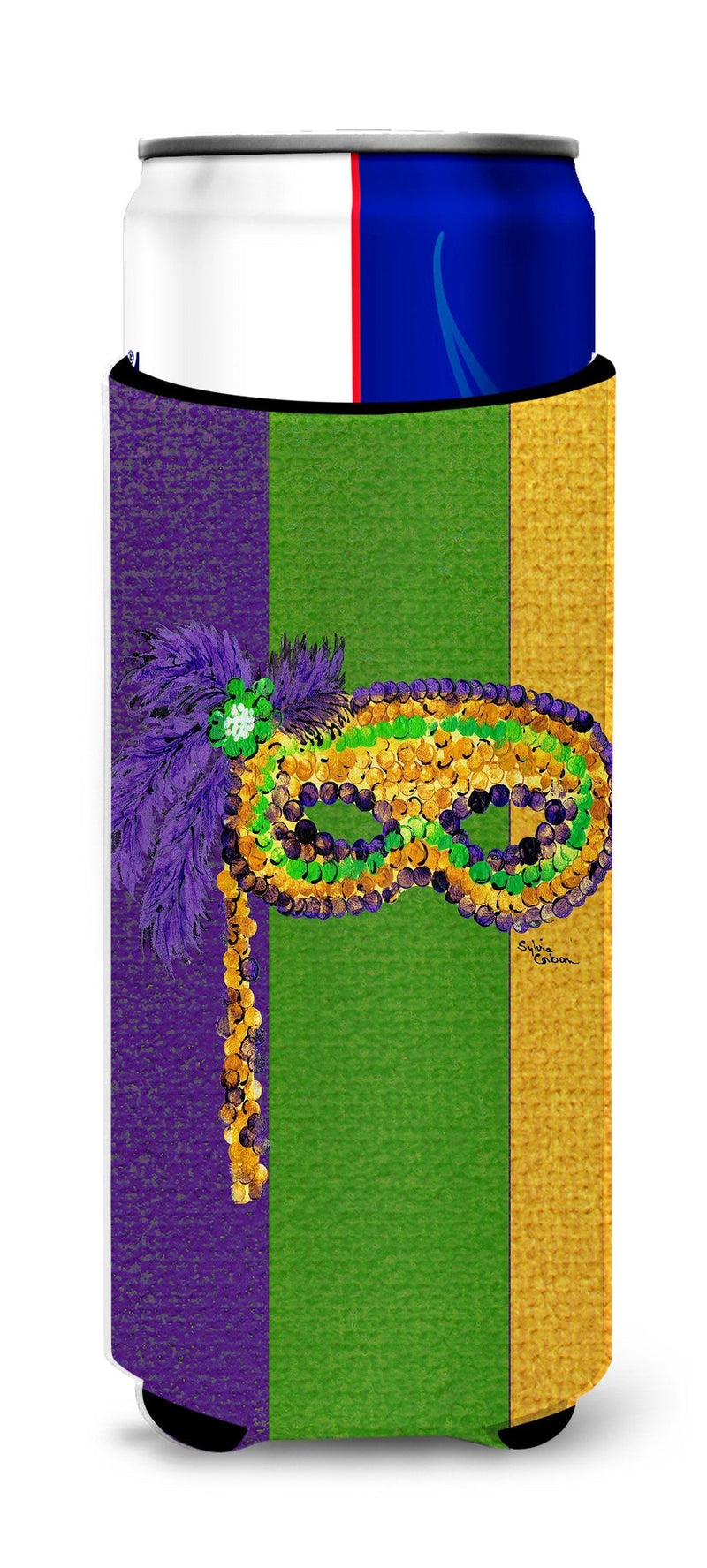 Caroline's Treasures 8362MUK Mardi Gras Ultra Beverage Insulators for Slim cans Mardi Gras Masquerade Mask Design, Slim Can, Multicolor - BeesActive Australia