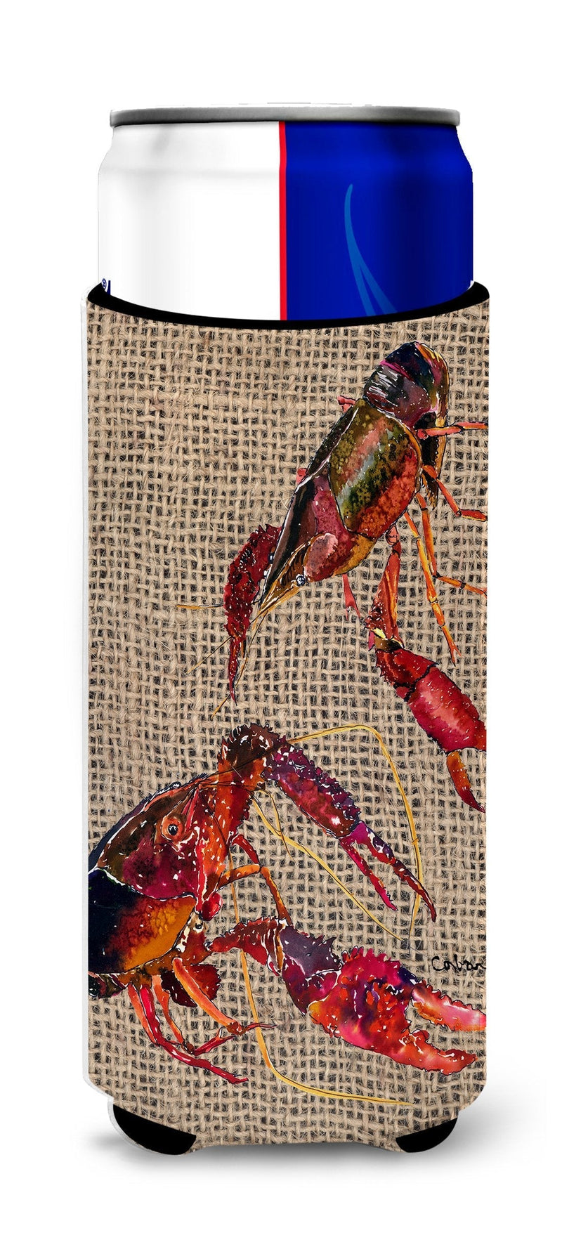 Caroline's Treasures 8739MUK Crawfish on Faux Burlap Ultra Beverage Insulators for Slim cans, Slim Can, Multicolor - BeesActive Australia