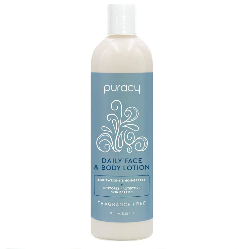 Puracy Daily Face & Body Lotion with Ceramides and Hyaluronic Acid Boosters, Lightweight & Non-Greasy, Fragrance Free, 99.3% Natural, 12 Fl Oz 12 Fl Oz (Pack of 1) - BeesActive Australia