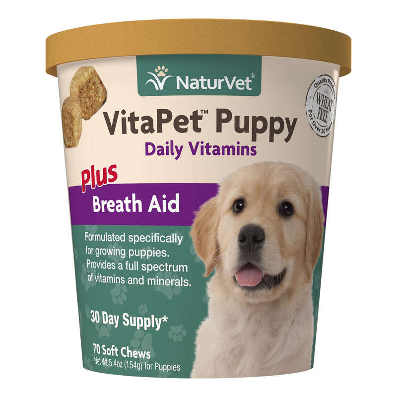 NaturVet – VitaPet Puppy Daily Vitamins for Dogs – Plus Breath Aid – Specifically Formulated to Provide Puppies with Essential Vitamins, Minerals, Amino Acids & Fatty Acids 70 Soft Chews - BeesActive Australia