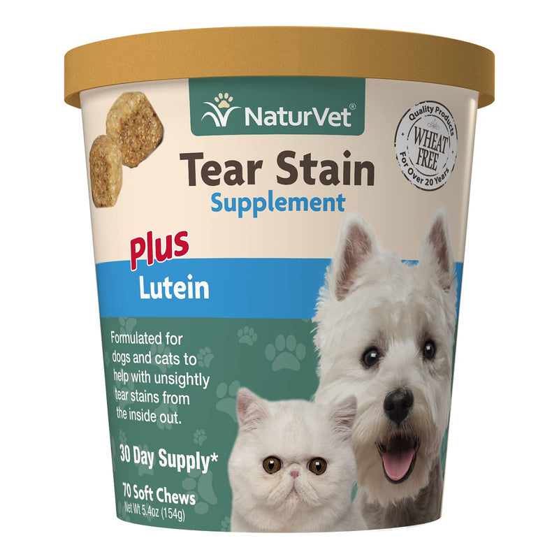 NaturVet – Tear Stain Plus Lutein | Eliminates Unsightly Tear Stains | Enhanced with Cranberry Extract, Calcium Ascorbate & Oregon Grape Root | for Dogs & Cats 70 Soft Chews - BeesActive Australia