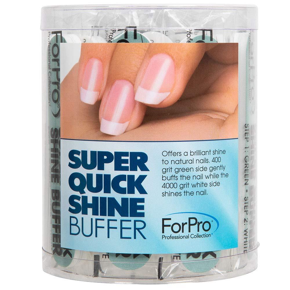 ForPro Super Quick Shine 2-Way Buffer, Green 400/White 4000 Grit, Double-Sided Manicure & Pedicure Nail Buffer, 3.5” L x .75” W, 25Count - BeesActive Australia