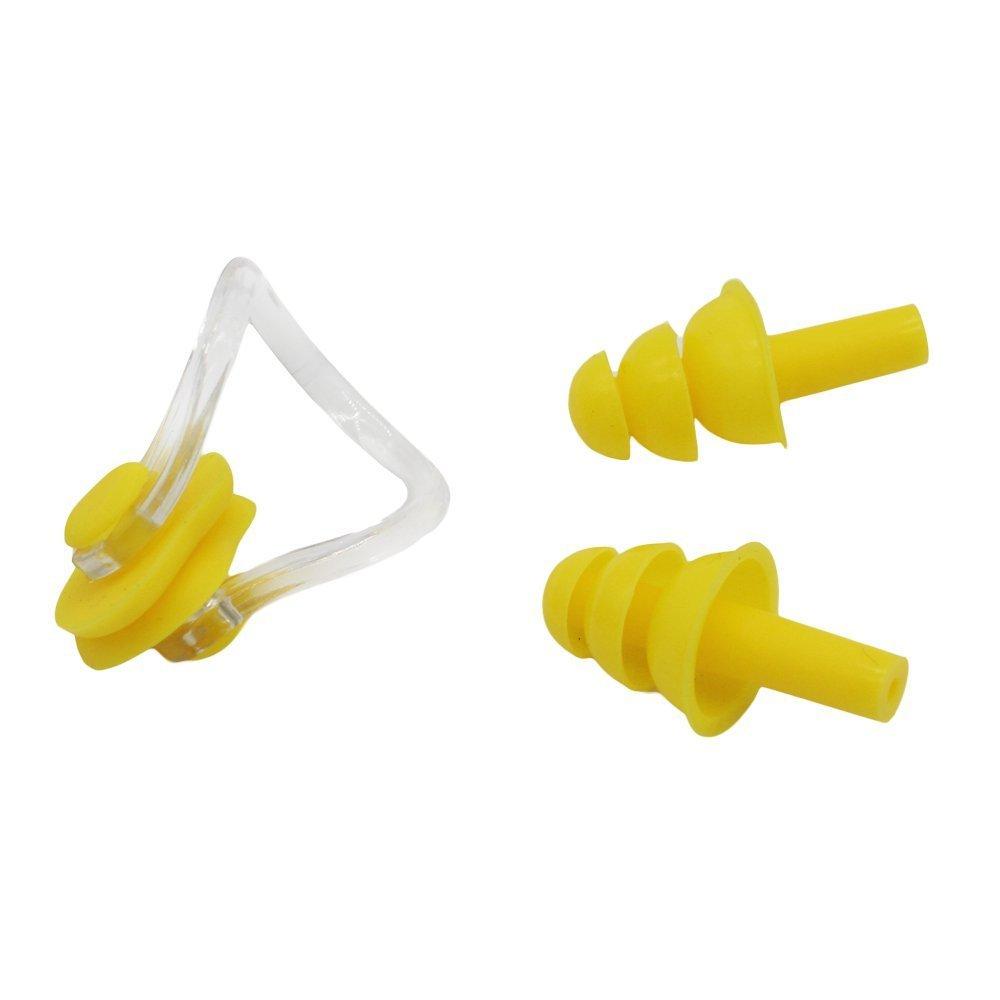 [AUSTRALIA] - YOUDirect Practical Waterproof Silica Gel Swimming Earplugs Nose Clip Ear Nose Protector Swimming Suit (Yellow) 