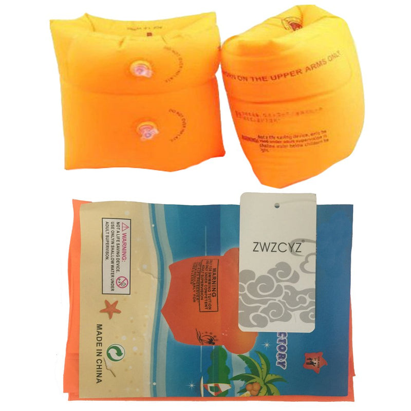 ZWZCYZ Floaties 1 Pair/2pcs Inflatable Swim Arm Bands Floatation Sleeves Swimming Rings Floats Tube Armlets for Kids and Adult (Orange) - BeesActive Australia
