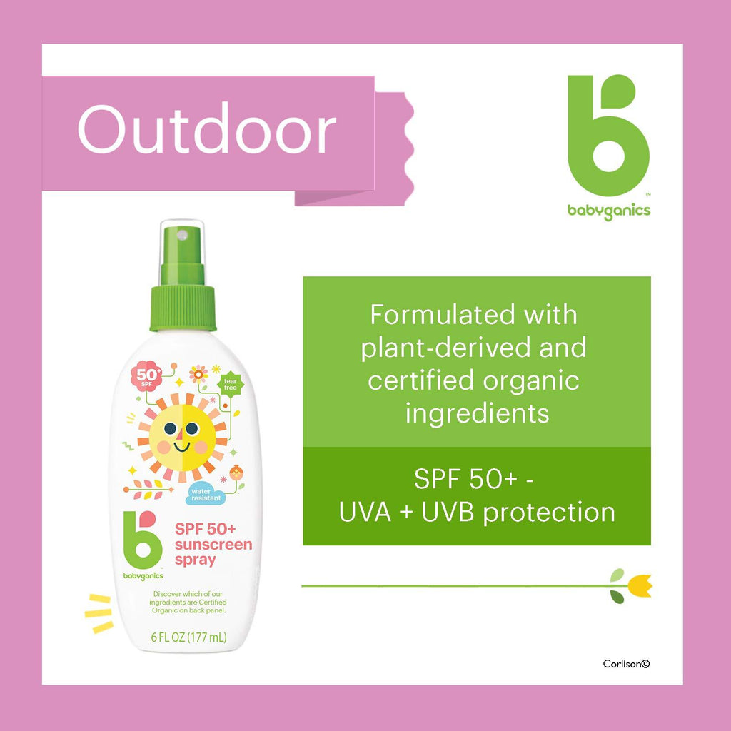 Babyganics Mineral Based Sunscreen Spray - SPF 50+ - Fragrance Free - 6.0 oz - BeesActive Australia