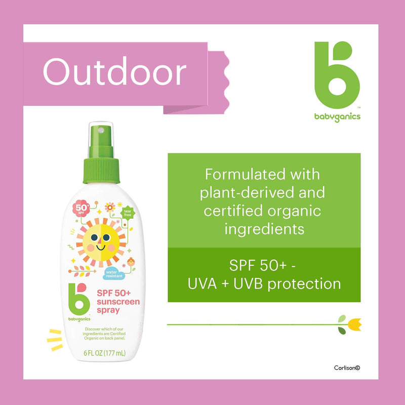 Babyganics Mineral Based Sunscreen Spray - SPF 50+ - Fragrance Free - 6.0 oz - BeesActive Australia