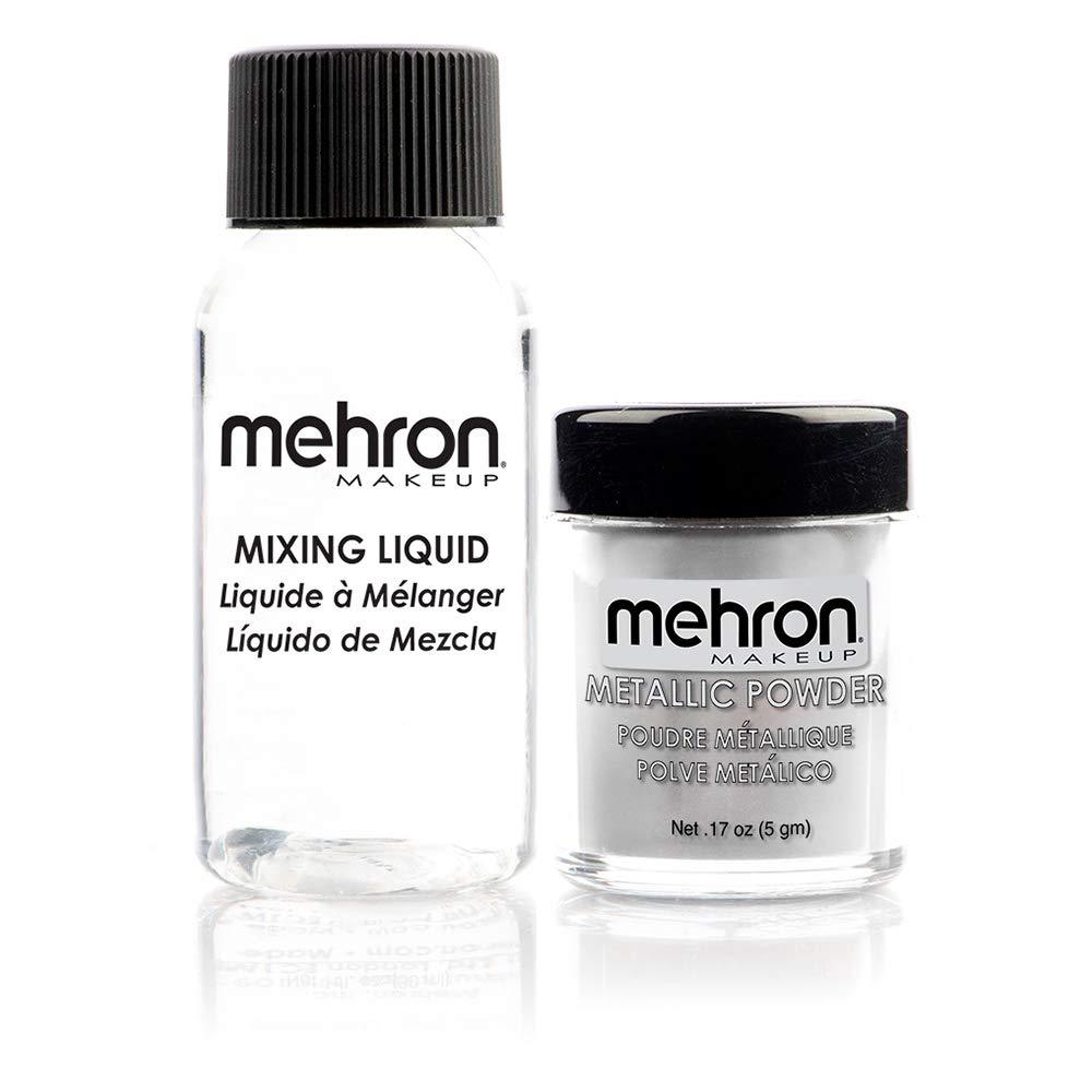 Mehron Makeup Metallic Powder (.17 oz) with Mixing Liquid (1 oz) (Silver) Silver - BeesActive Australia