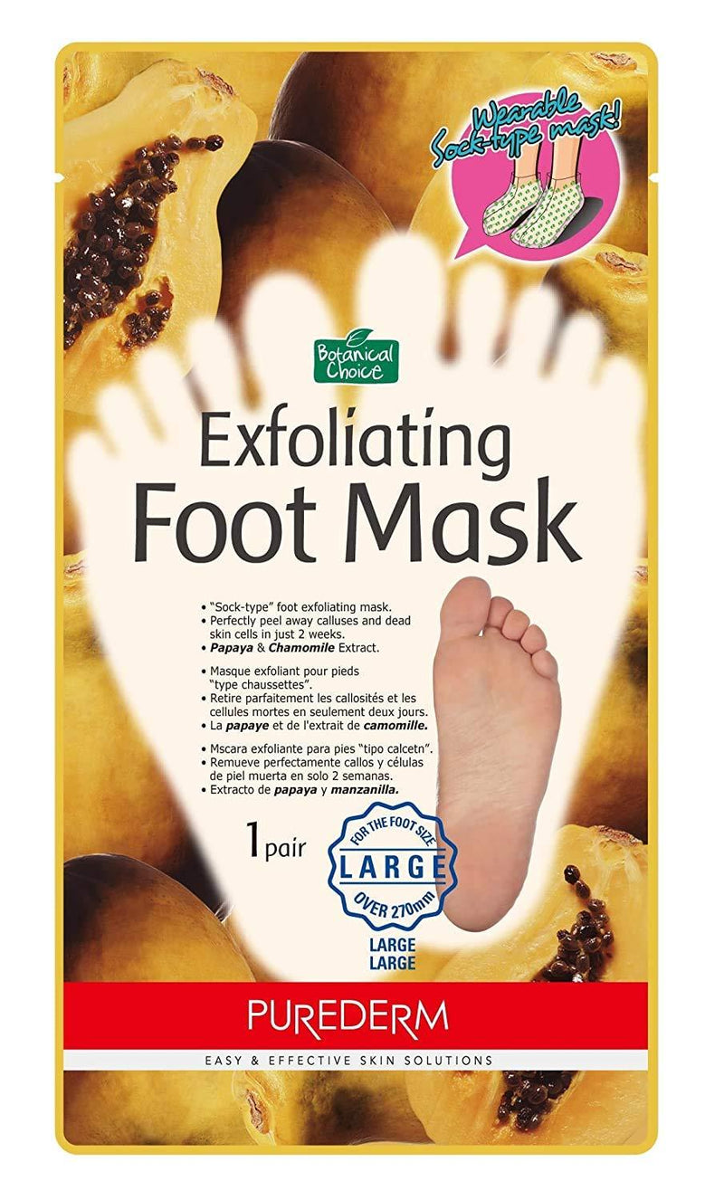 EXFOLIATING LARGE FOOT MASK PAPAYA & CHAMOMILE EXTRACT - 1 pair "Sock type" foot exfoliating LARGE mask Perfectly peel away calluses and dead skin cells in just 2 weeks!!! SIZE 10 AND LARGER - BeesActive Australia