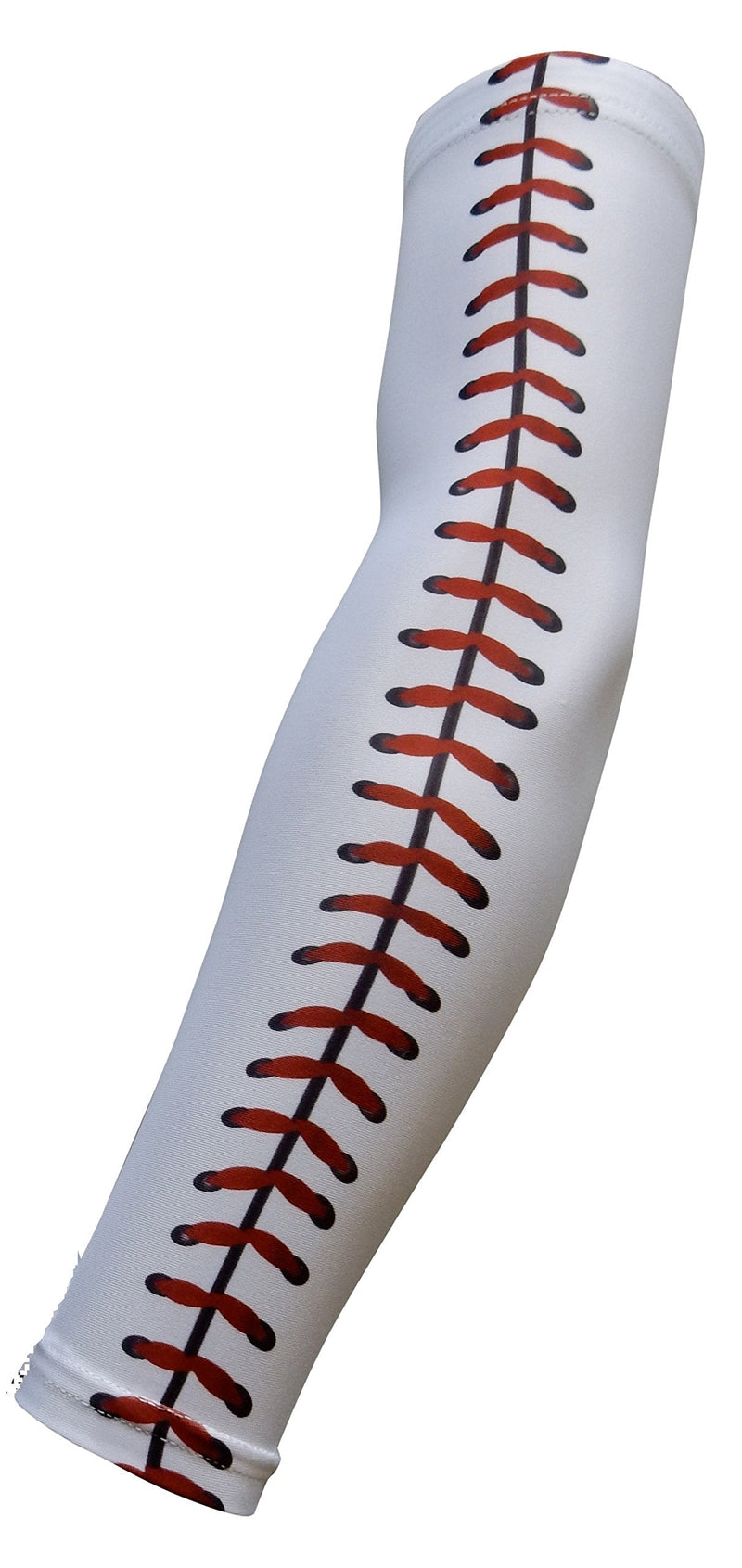 Sports Farm Youth & Adult Sizes Moisture Wicking Compression Arm Sleeve (1 Sleeve) (Over 100 Colors Available In Our Store) White Baseball Stitches Small - BeesActive Australia