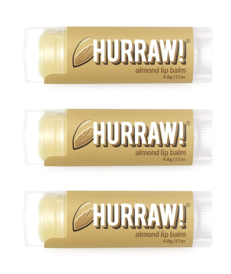 Hurraw! Almond Lip Balm, 3 Pack: Organic, Certified Vegan, Cruelty and Gluten Free. Non-GMO, 100% Natural Ingredients. Bee, Shea, Soy and Palm Free. Made in USA - BeesActive Australia