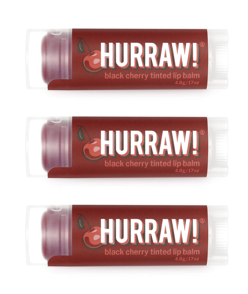 Hurraw! Black Cherry Tinted Lip Balm, 3 Pack: Organic, Certified Vegan, Cruelty and Gluten Free. Non-GMO, 100% Natural Ingredients. Bee, Shea, Soy and Palm Free. Made in USA - BeesActive Australia