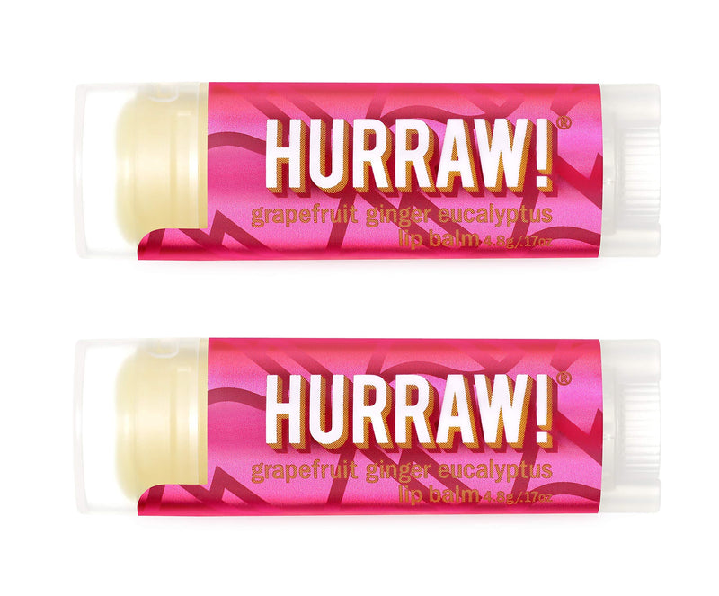 Hurraw! Kapha (Grapefruit, Ginger, Eucalyptus) Lip Balm, 2 Pack: Organic, Certified Vegan, Cruelty and Gluten Free. Non-GMO, 100% Natural Ingredients. Bee, Shea, Soy and Palm Free. Made in USA - BeesActive Australia