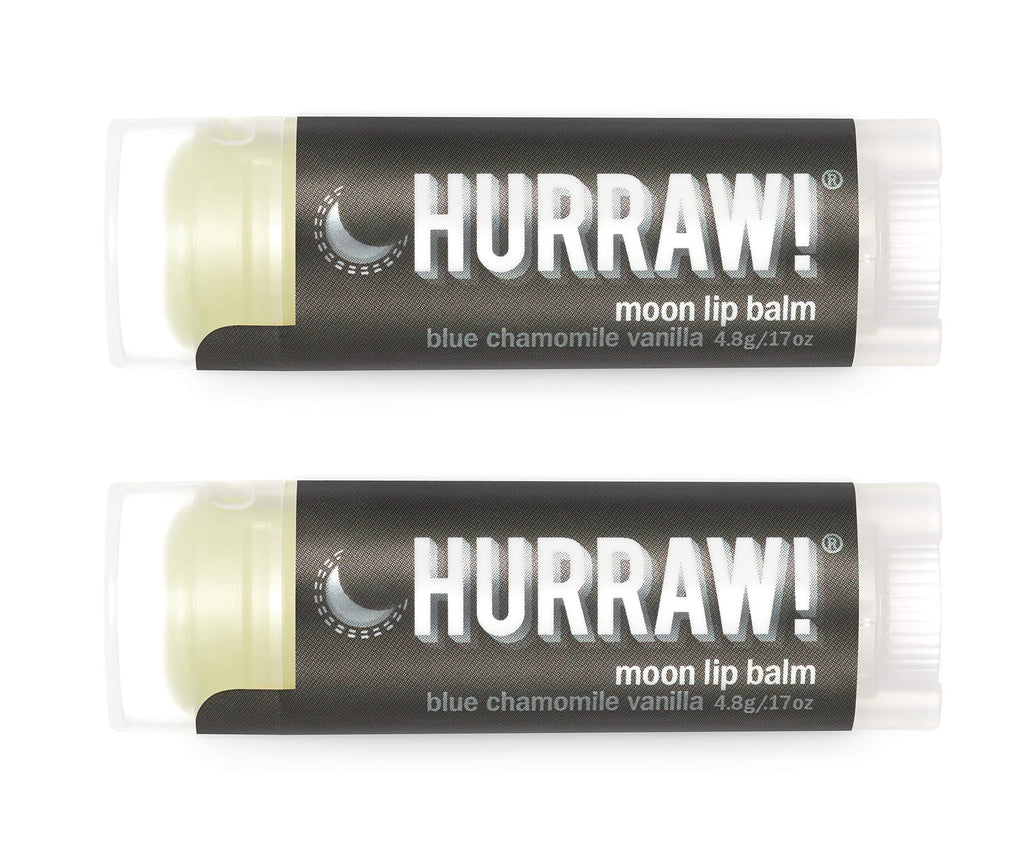 Hurraw! Moon Night Treatment (Blue Chamomile, Vanilla) Lip Balm, 2 Pack: Organic, Certified Vegan, Cruelty and Gluten Free. Non-GMO, 100% Natural Ingredients. Bee, Shea, Soy and Palm Free. Made in USA - BeesActive Australia