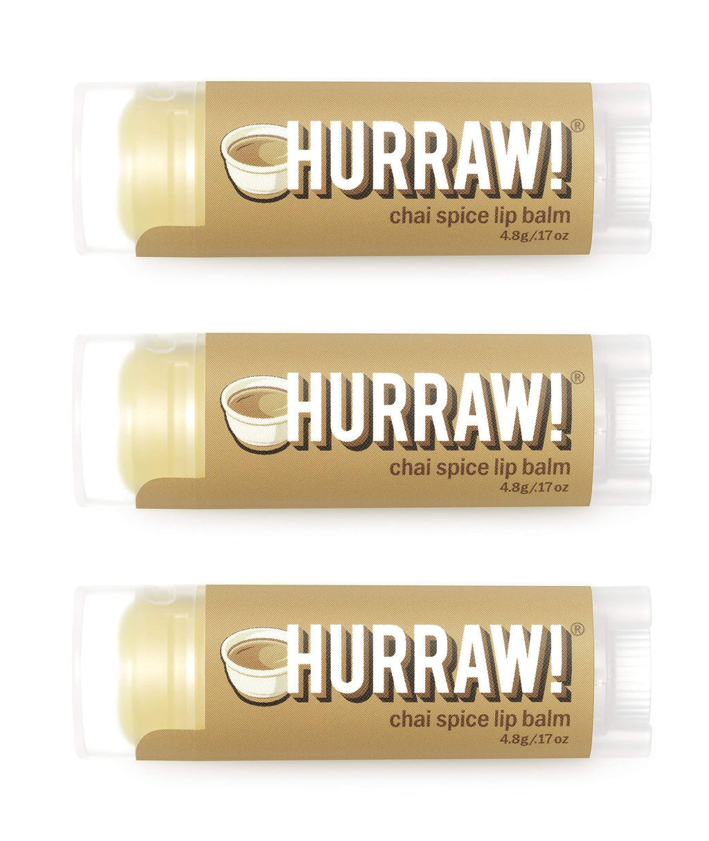 Hurraw! Chai Spice Lip Balm, 3 Pack: Organic, Certified Vegan, Cruelty and Gluten Free. Non-GMO, 100% Natural Ingredients. Bee, Shea, Soy and Palm Free. Made in USA - BeesActive Australia
