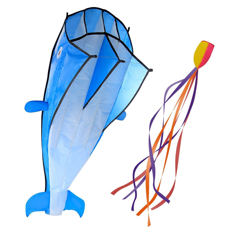 [AUSTRALIA] - Image 3D Kite Large Blue Dolphin Breeze Beach Kites with Huge Frameless Soft Parafoil Giant,Gift for Kids,Family 