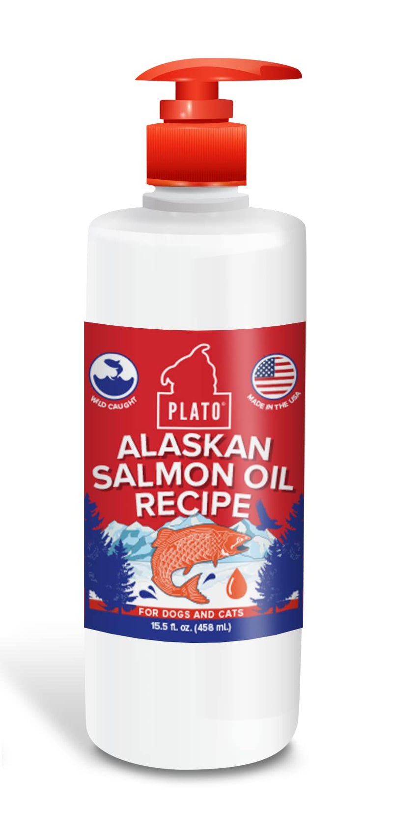 PLATO Wild Alaskan Salmon Oil Kibble Topper - Boost Dog Food with Omega 3 & 6 Fatty Acids - For Healthy Skin & Coat 15.5 ounces - BeesActive Australia