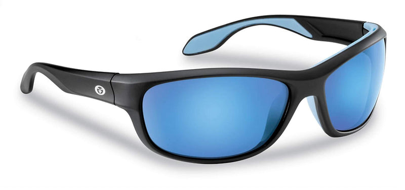 Flying Fisherman Cayo Polarized Sunglasses with AcuTint UV Blocker for Fishing and Outdoor Sports Matte Black Frames/ Smoke-blue Mirror Lenses - BeesActive Australia