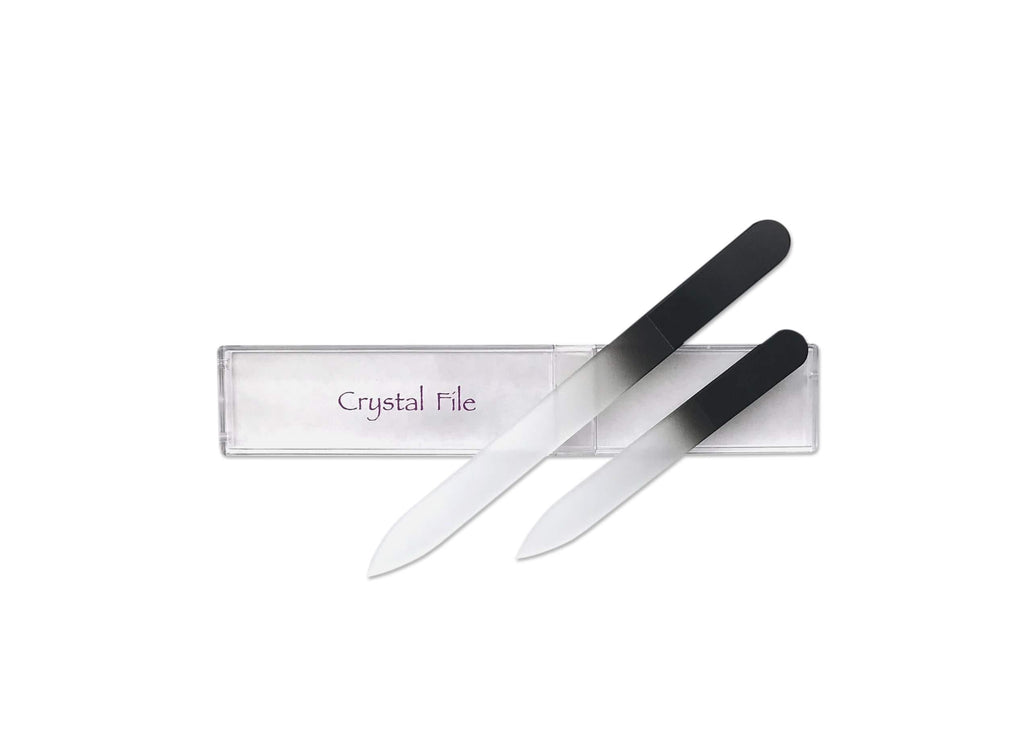 Crystal Nail File with Case, Czech Tempered Glass, Permanent Filing Surface for Lifetime Use, Professional Double-Sided File for Natural Nails, Precision Filing for Salon Quality Results (Black) Black - BeesActive Australia