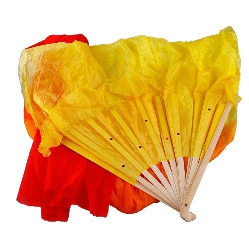 [AUSTRALIA] - Fashion Colorful 1.5M Hand Made Belly Dance Dancing Silk Bamboo Long Fans Veils 