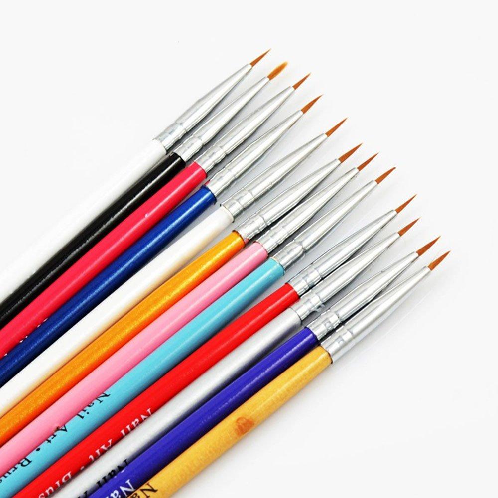 Crazy Genie 12 Pcs Colorful Nail Art Design Detailing Drawing Paint Painting Brushes Dotting Pen Set - BeesActive Australia