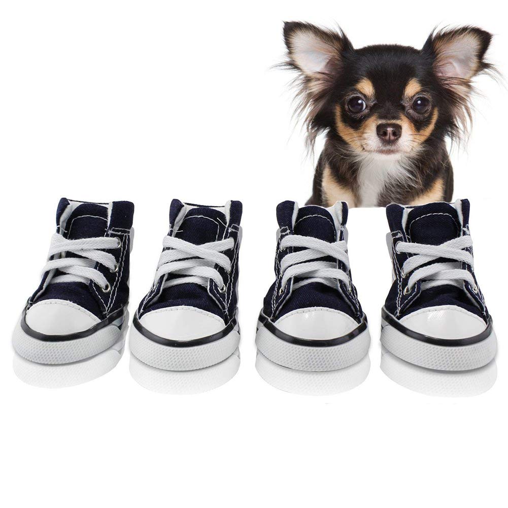 abcGoodefg Pet Dog Puppy Canvas Sport Shoes Sneaker Boots, Outdoor Nonslip Causal Shoes, Rubber Sole+Soft Cotton Inner Fabric #5(1.89*2.36) Blue - BeesActive Australia