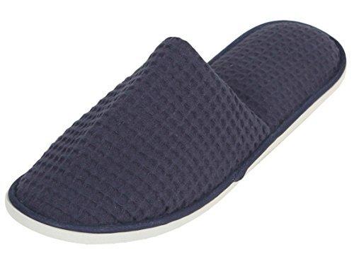 LUXEHOME Disposable Slippers, Closed Toe Comfort Waffle Guest Spa Slippers, 2 Size Slippers Fit Most Women and Men, Navy Blue and White, 5 Pairs - BeesActive Australia