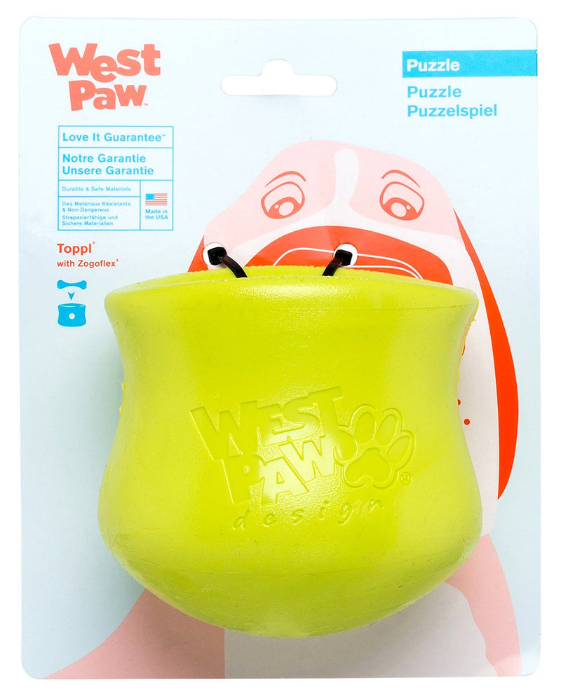 WEST PAW Zogoflex Toppl Treat Dispensing Dog Toy Puzzle – Interactive Chew Toys for Dogs – Dog Enrichment Toy for Moderate Chewers, Fetch, Catch – Holds Kibble, Dog Training Treats, Made in USA Large Granny Smith - BeesActive Australia