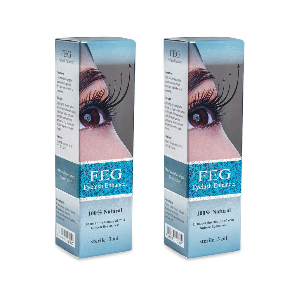 FEG Eyelash Rapid Eye Lash Growth Serum | For Lash and Brow | Fast Effective Growth Creates Longer & Darker Eyelashes | Best Natural Eyelash Serum to Grow Lashes in the Market | 2 Pack - BeesActive Australia