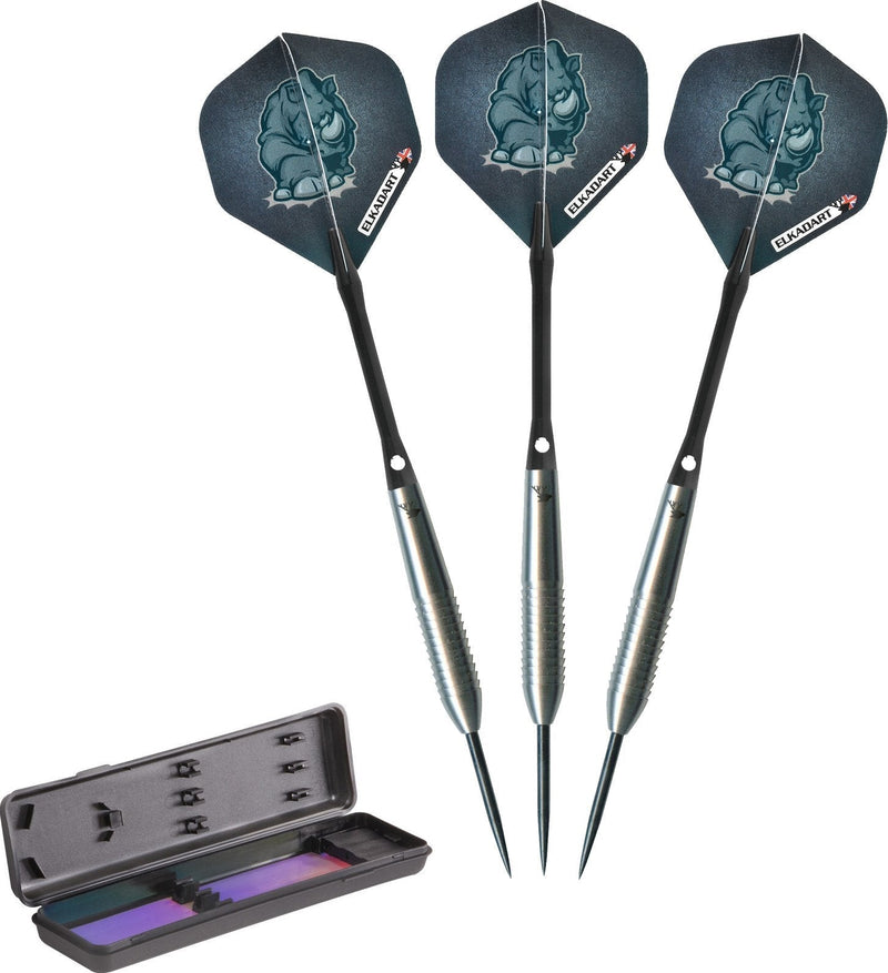 [AUSTRALIA] - Elkadart Rhino 80% Tungsten Steel Tip Darts with Storage/Travel Case 25 Grams 