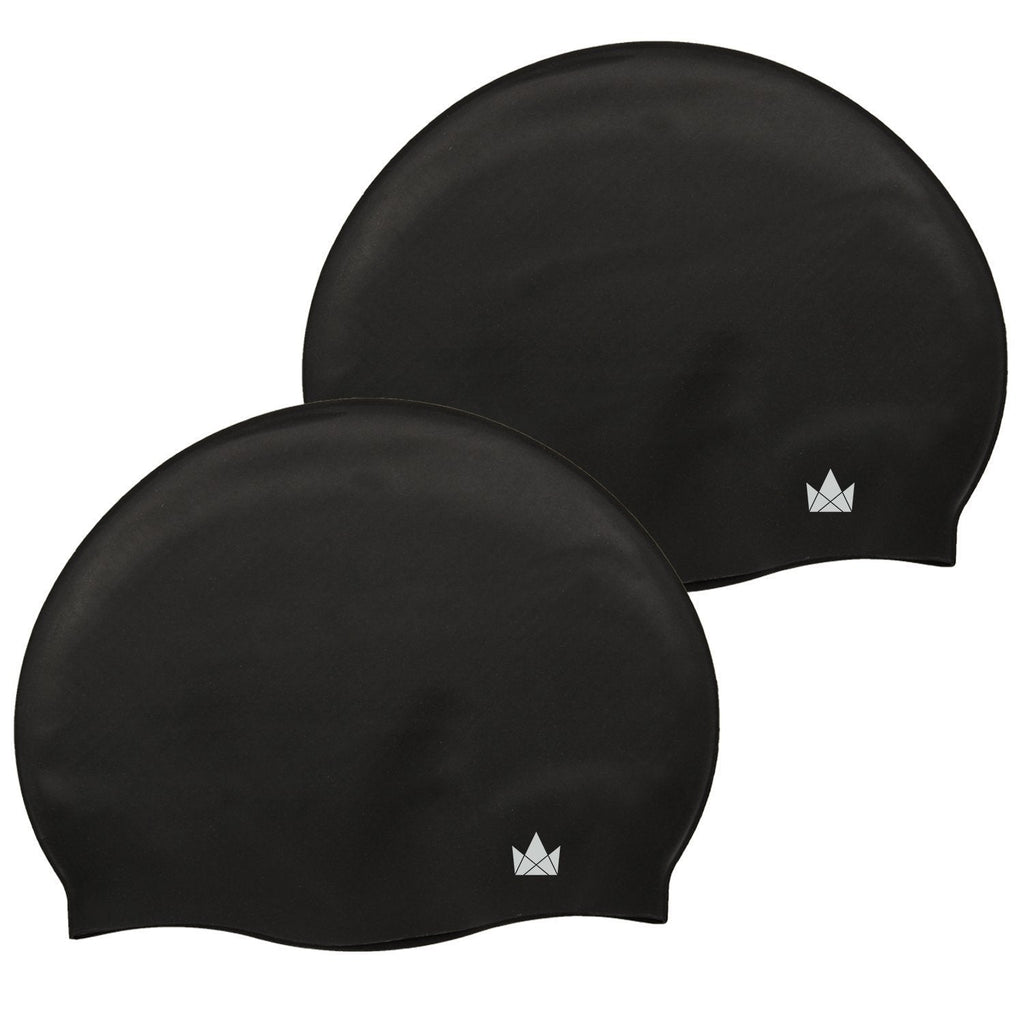 The Friendly Swede Silicone Swim Cap for Men, Swim Cap Kids or Women with Short to Medium Hair (2 Pack) Black - BeesActive Australia