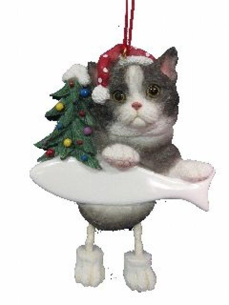 [AUSTRALIA] - Personalized Dangling Cat Ornament - Black and White Cat 