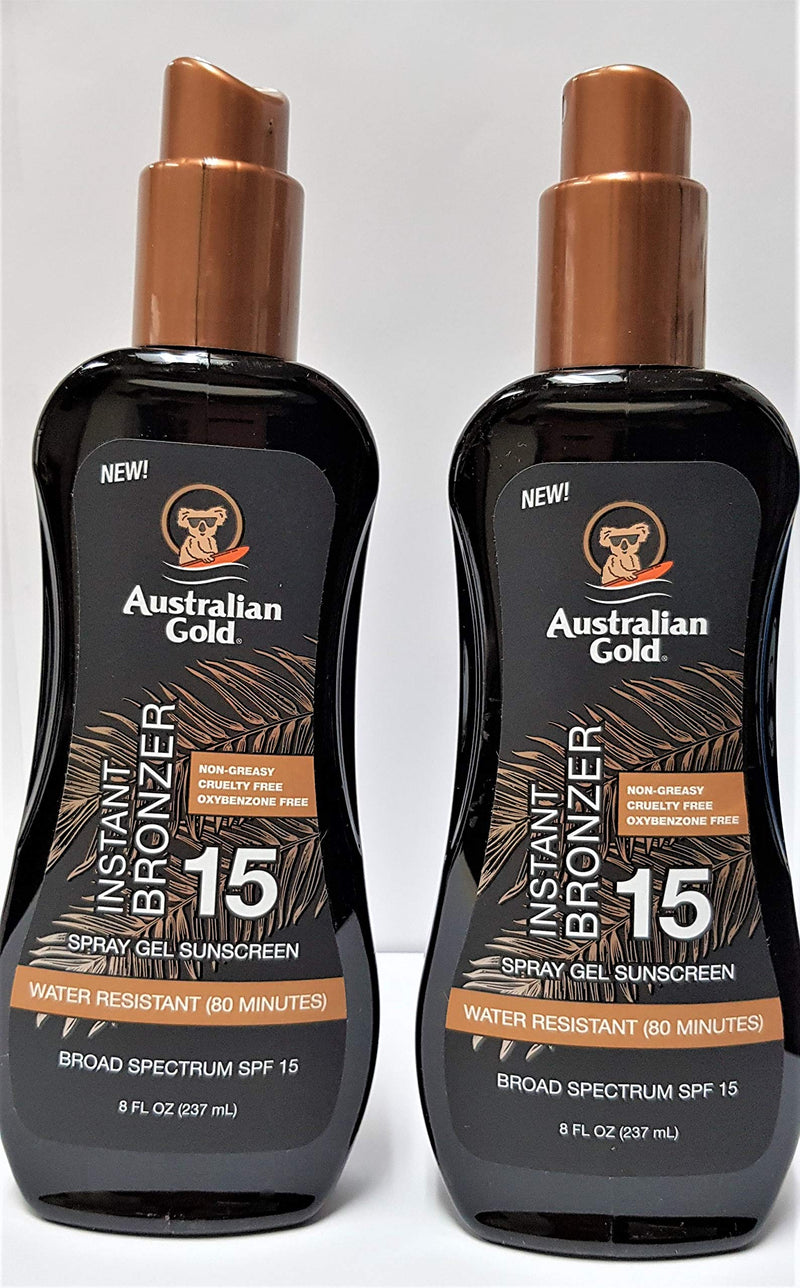 Australian Gold SPF 15 Sunscreen Spray Gel with Instant Bronzer, 8 Ounce (2 Pack) - BeesActive Australia