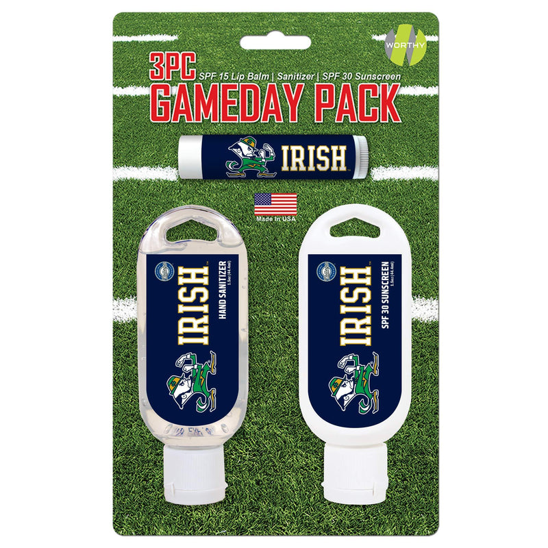 Worthy Promo NCAA Notre Dame Fighting Irish Game Day Pack Includes 1 Lip Balm, 1 Hand Sanitizer and 1 SPF Sunscreen (3-Piece), 8 x 5 x 1.5-Inch, White - BeesActive Australia