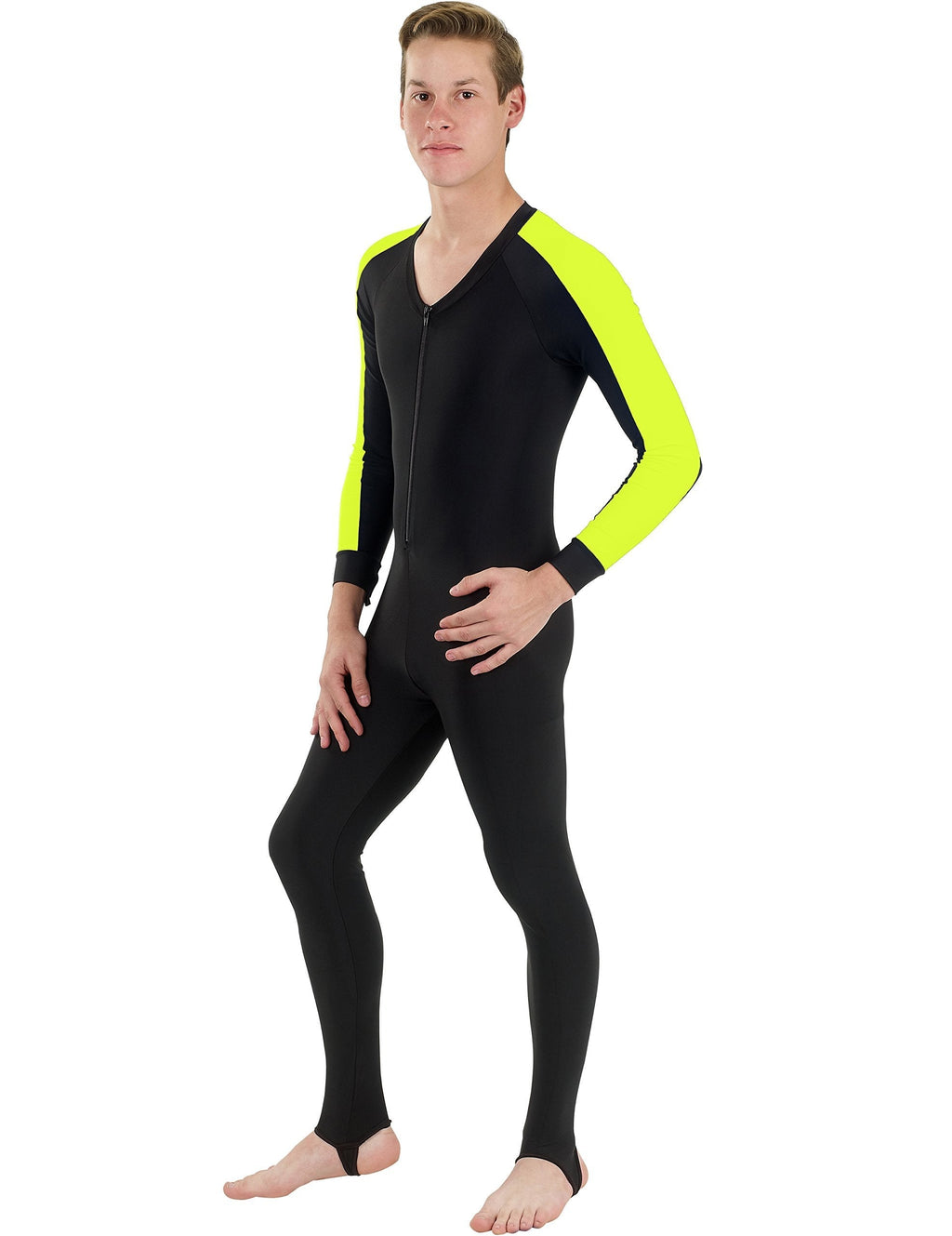[AUSTRALIA] - Phantom Aquatics Snorkeling Swim Lycra Skin Full Suit Wetsuit Medium Black Yellow 