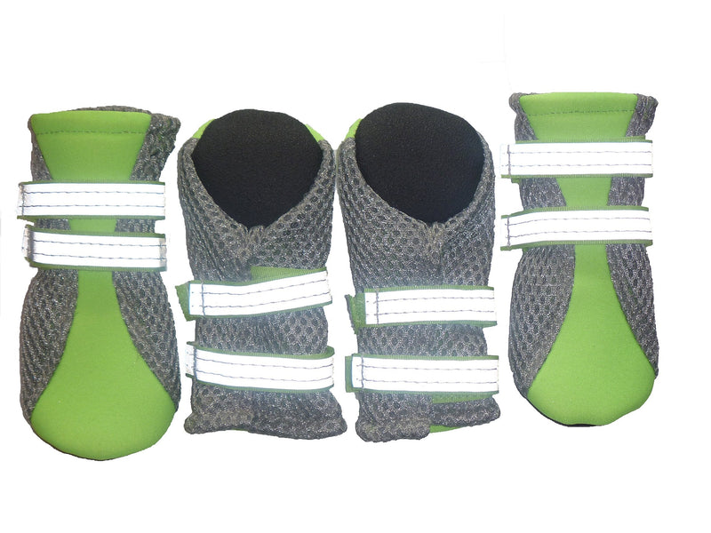 LONSUNEER Puppy Soft Sole Nonslip Mesh Boots 2 Reflective Straps Breathable Set of 4 Medium Bright Green - BeesActive Australia