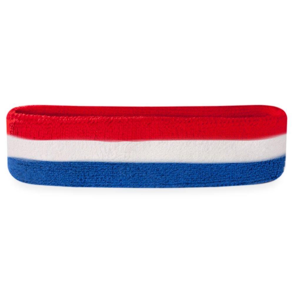 Suddora Sweatband/Headband - Terry Cloth Athletic Basketball Head Sweat Bands Red,white,blue - BeesActive Australia