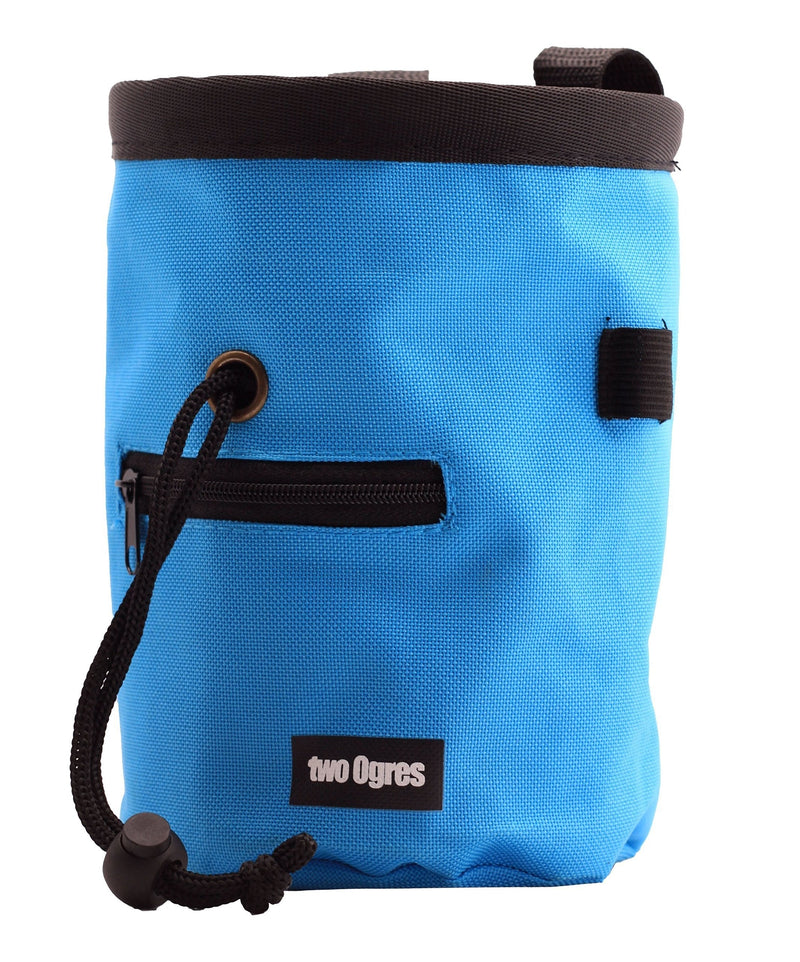 [AUSTRALIA] - two Ogres Essential-Z Climbing Chalk Bag with Belt and Zippered Pocket for Climbing, Gymnastics, Weight Lifting Blue 