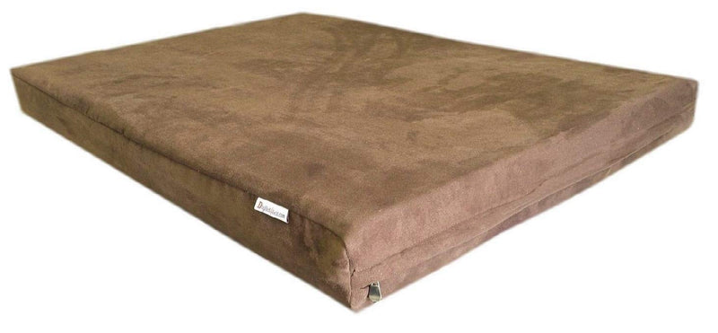 Dog Bed Cover: 40''x35''x4'' Deluxe Top Quality Chocolate Brown MicroSuede Fabric 100% Washable Resistant Anti Slip Luxury Comfort Replacement Dog Bed Zippered Duvet Gusset Case - BeesActive Australia