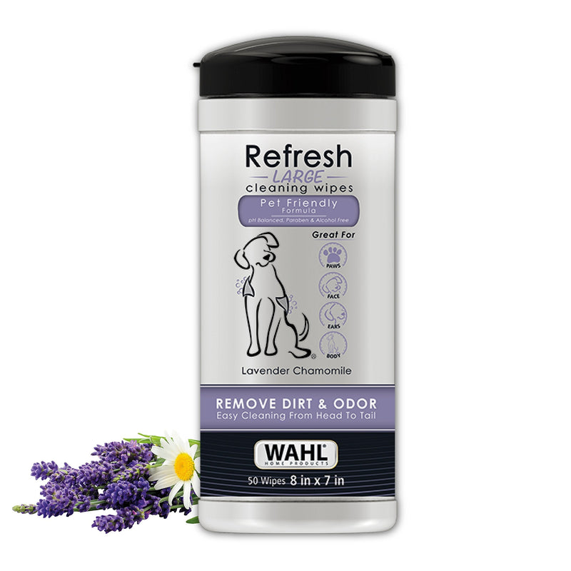 Wahl Pet Refresh Lavender Cleaning Wipes for All Dog Breeds - Use on Ears, Nose, Paws, Bottom, & Sensitive Areas - 50 Wipes - 820018A - BeesActive Australia