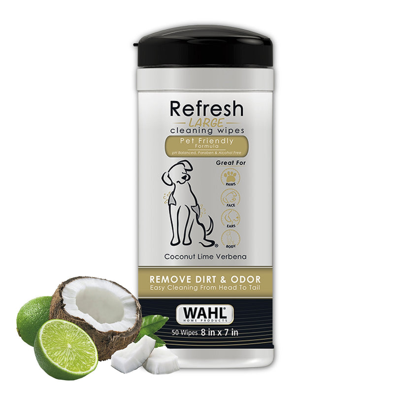 Wahl Pet Refresh Cleaning Wipes for All Dog Breeds - Use on Ears, Nose, Paws, Bottom, & Sensitive Areas - 50 Wipes - Model 820017A - BeesActive Australia