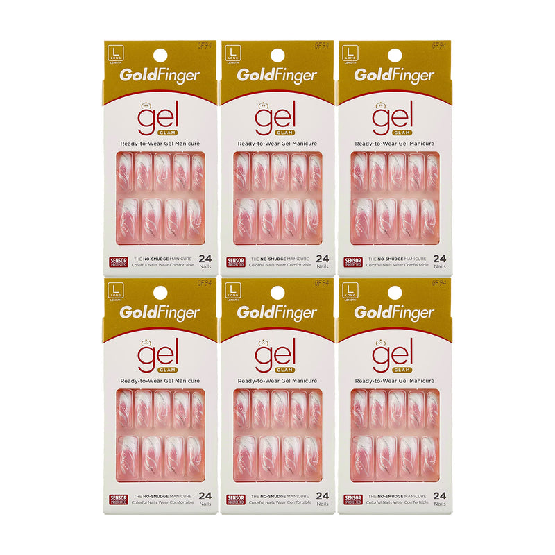 KISS Gold Finger Gel Glam Ready to Wear Gel Manicure Long Nails GF94 (6 PACK) - BeesActive Australia