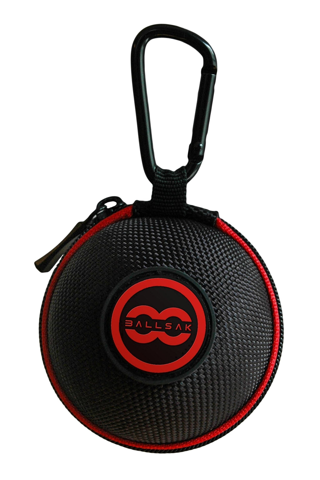 [AUSTRALIA] - Ballsak Sport - Red/Black - Clip-on Cue Ball Case, Cue Ball Bag for Attaching Cue Balls, Pool Balls, Billiard Balls, Training Balls to Your Cue Stick Bag Extra Strong Strap Design! 