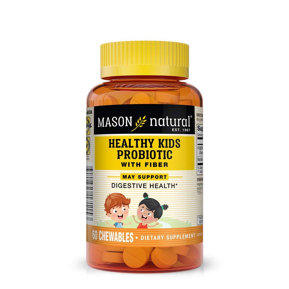 Mason Natural, Healthy Kids Probiotic with Fiber Immune and Digestive Support, Chewable Tablets, 60 Count, Children's Dietary Supplement Supports Healthy Digestion 60 Count (Pack of 1) - BeesActive Australia