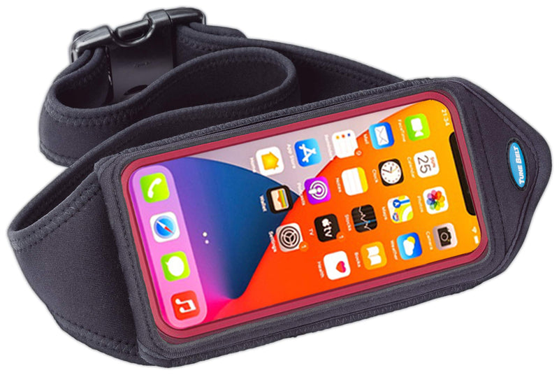 [AUSTRALIA] - Tune Belt Running Waist Pack for iPhone 11/12 Pro Max, XS Max, Galaxy S10+ S20 Plus, S20 Ultra, Note 20, Water Resistant Workout Pouch fits Large Phones With OtterBox/Large Case [Black] 