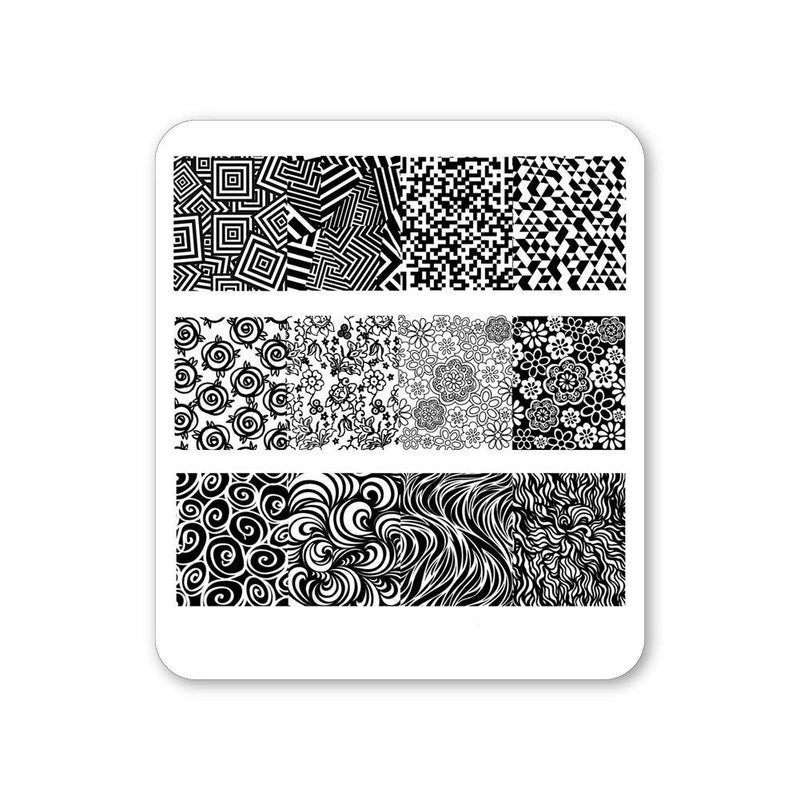 Winstonia Nail Art Stamping Plate Assorted Wild Patterns Smoky Swirl Floral Digital Illusion - The Carnival - BeesActive Australia