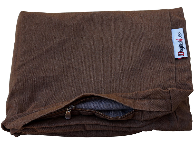 Dogbed4less Heavy Duty Chocolate Brown Denim Jean Dog Pet Bed External Cover for Small Medium to Extra Large Pet Bed - Replacement Cover only 37"X27"X4" - BeesActive Australia