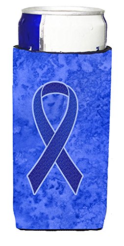 Caroline's Treasures AN1202MUK Dark Blue Ribbon for Colon Cancer Awareness Ultra Beverage Insulators for Slim cans, Slim Can, Multicolor - BeesActive Australia
