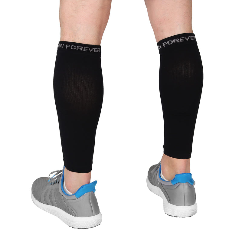 Calf Compression Sleeves For Men & Women - Leg Compression Sleeve - Footless Compression Socks for Shin Splint &Varicose Vein Black Large - BeesActive Australia